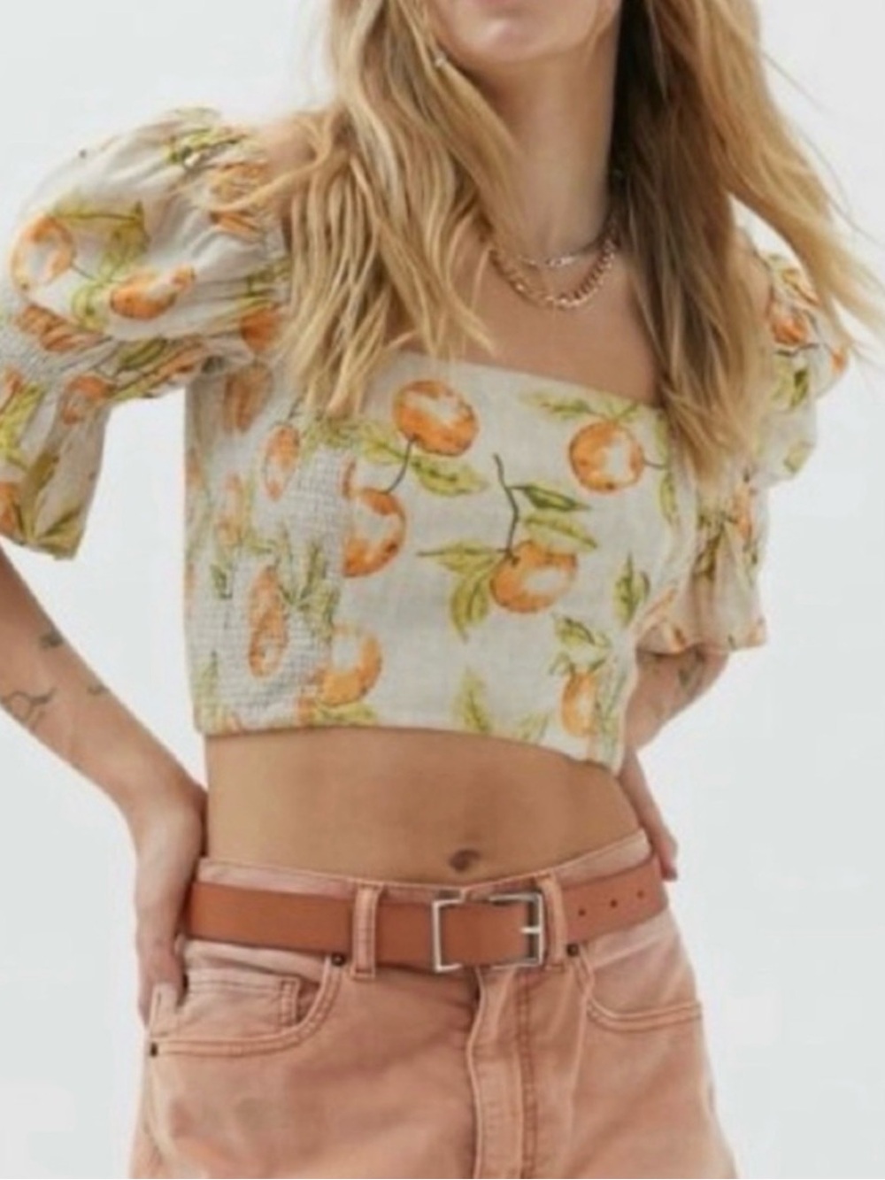 Urban Outfitters Chelsea citrus print smocked top